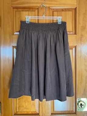 Talbots Medium 100% Silk Midi Skirt Chocolate Brown w Pockets